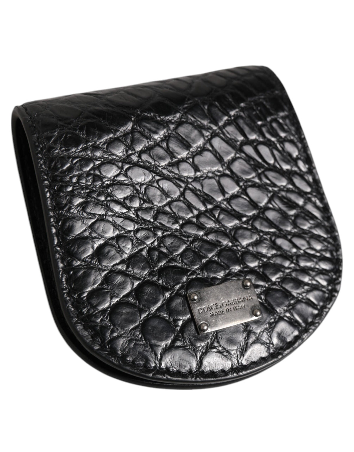 Dolce & Gabbana Schwarz Exotische Haut Münze Kondom Fall Halter Tasche Brieftasche