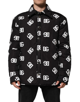 Dolce & Gabbana Schwarze DG Monogram Nylon Windbreaker Jacke
