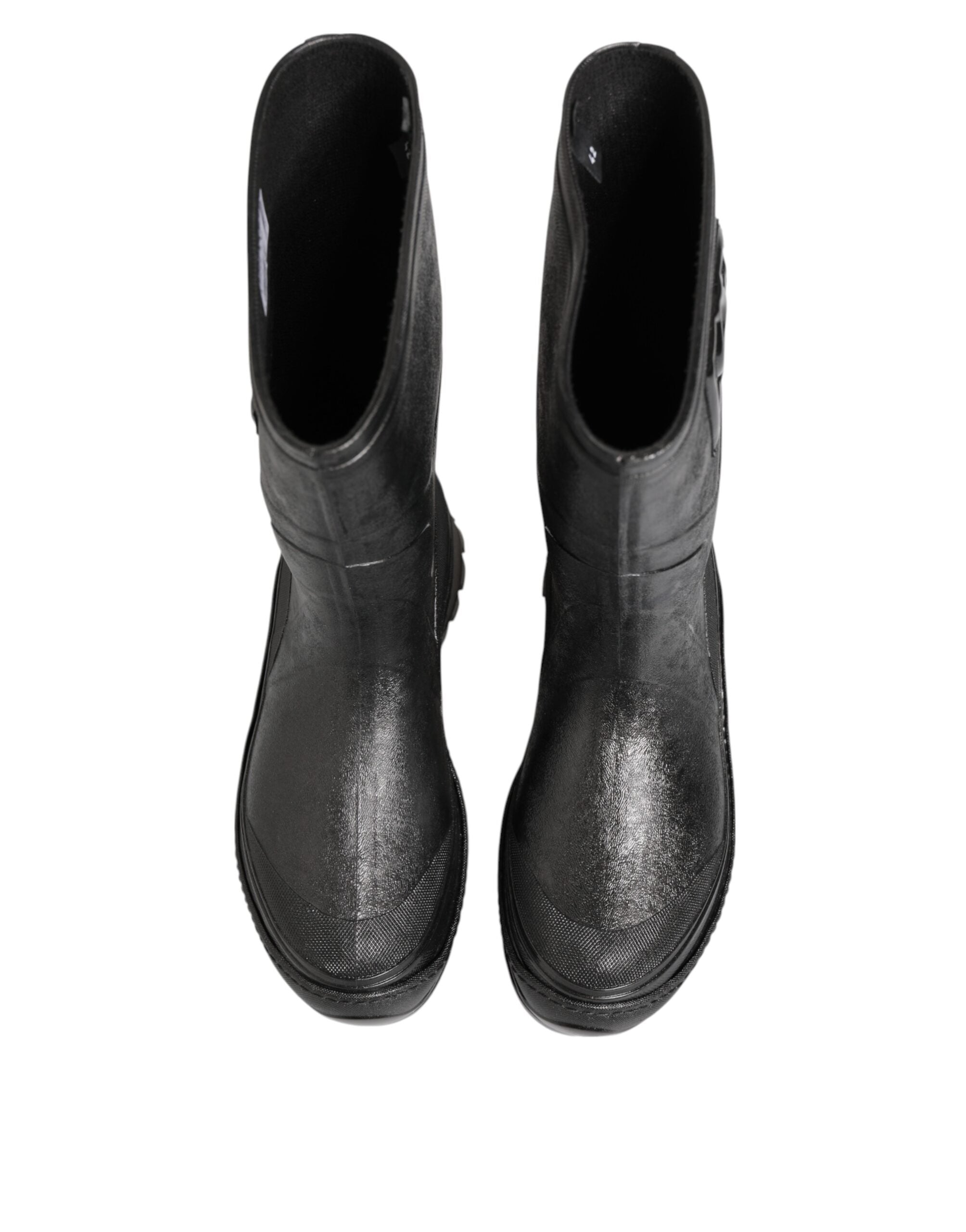 Dolce & Gabbana Metallic Schwarz Pull On Regen Stiefel Männer Schuhe