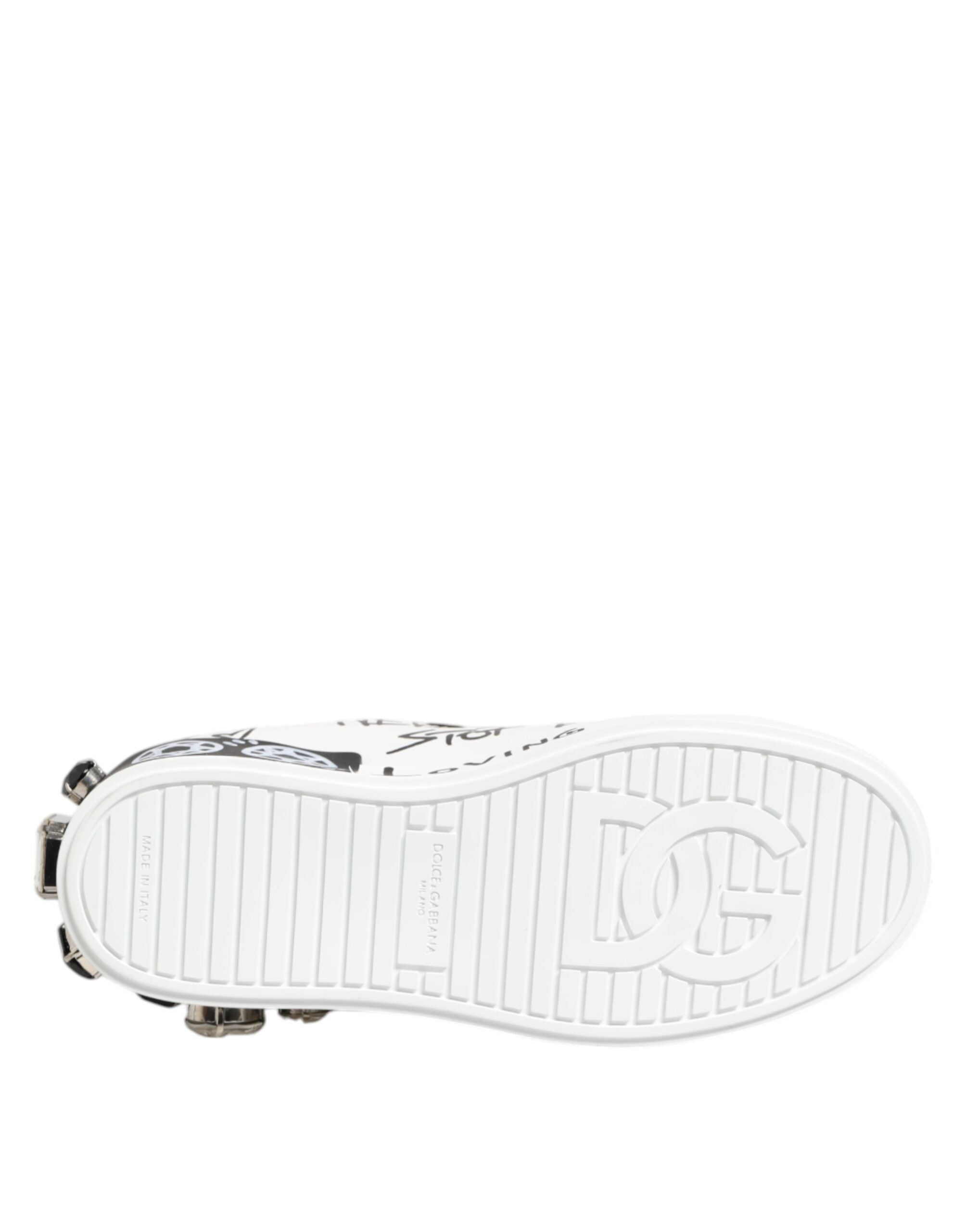 Dolce & Gabbana Weiß Portofino Kristall Turnschuhe Schuhe