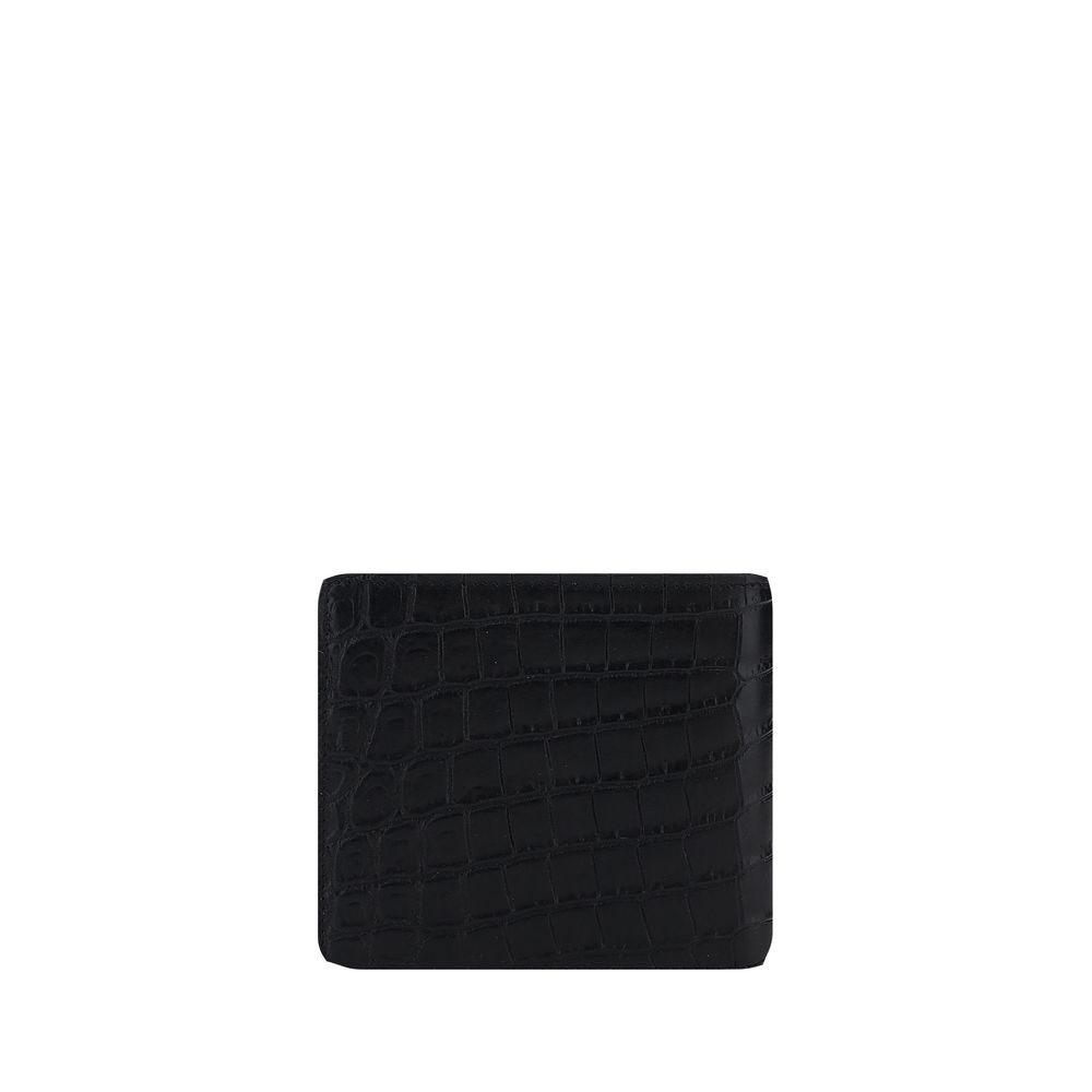 Saint Laurent Schwarzes Kalbsleder Bos Taurus Portemonnaie