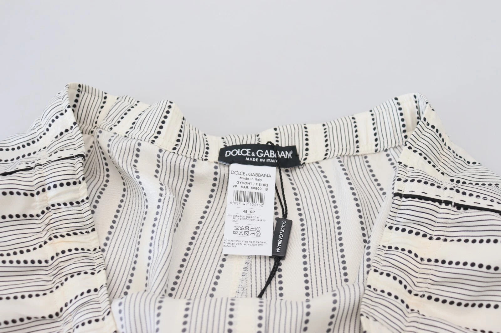 Dolce & Gabbana Weiß gestreifte Lounge-Hose aus Seide