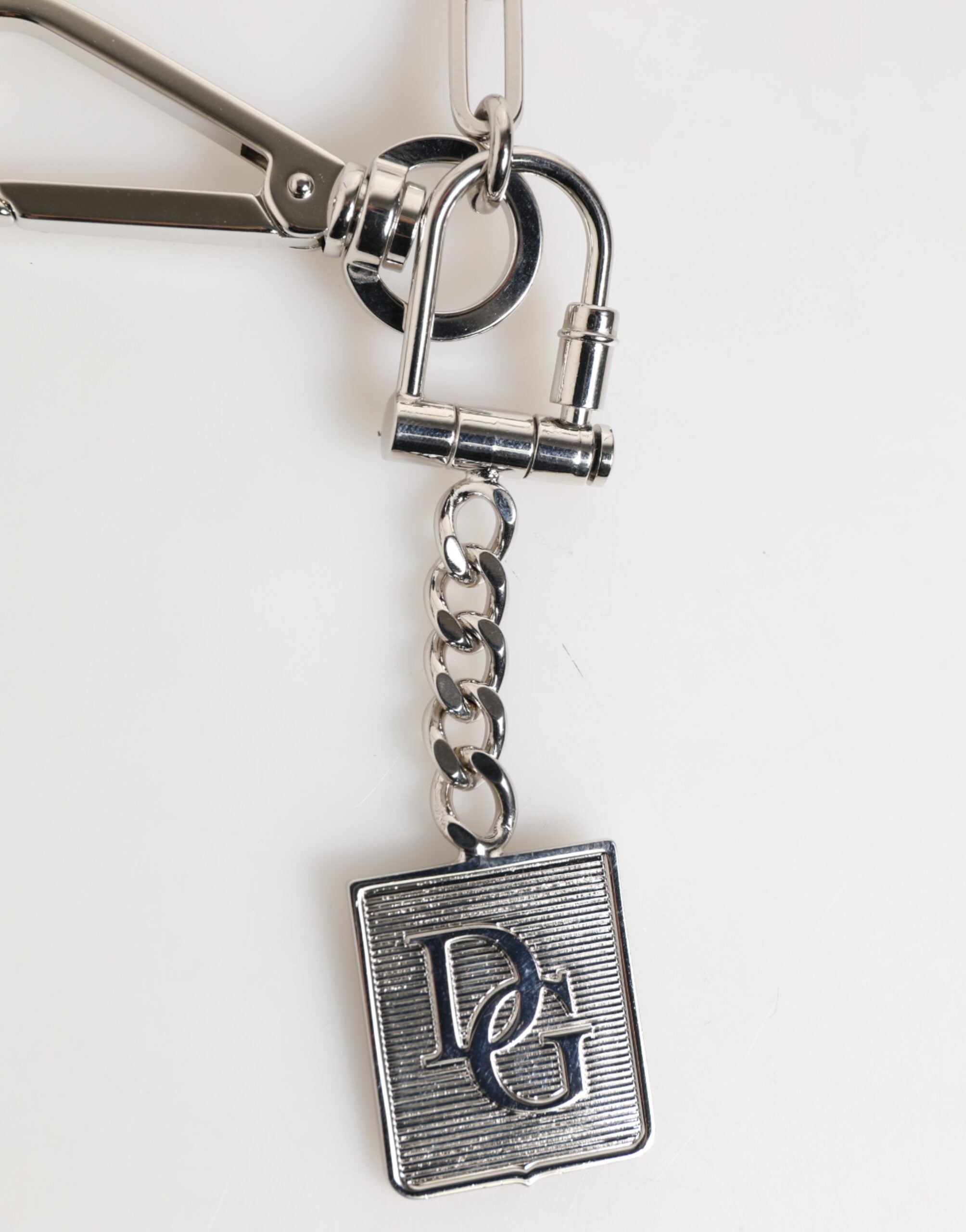 Dolce & Gabbana Silberfarbene Metallkette DG Logo Anhänger Männer Halskette