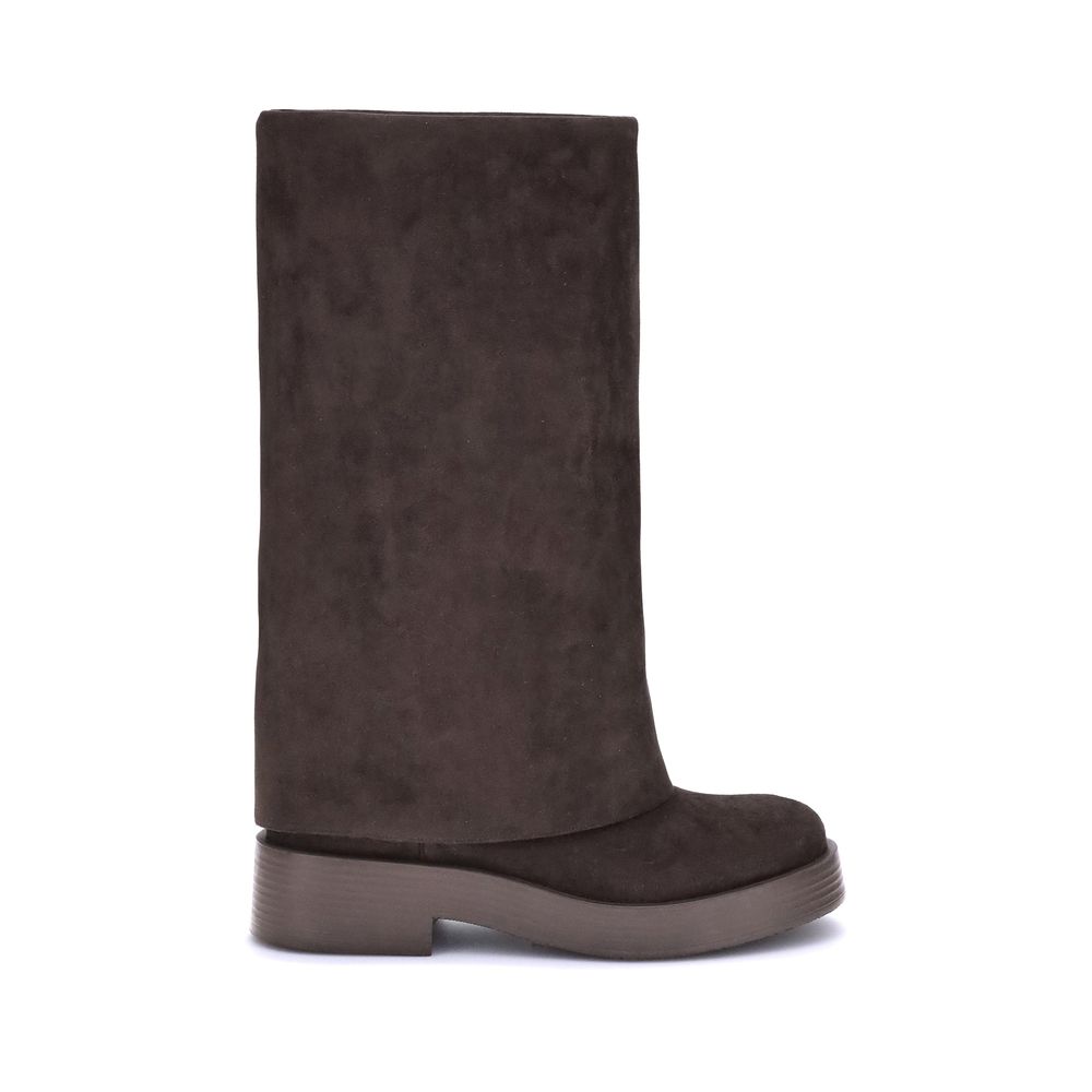 Casadei Braune Polyester-Stiefel