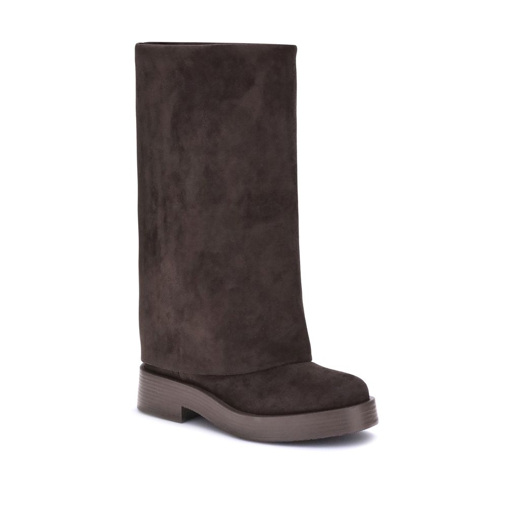 Casadei Braune Polyester-Stiefel