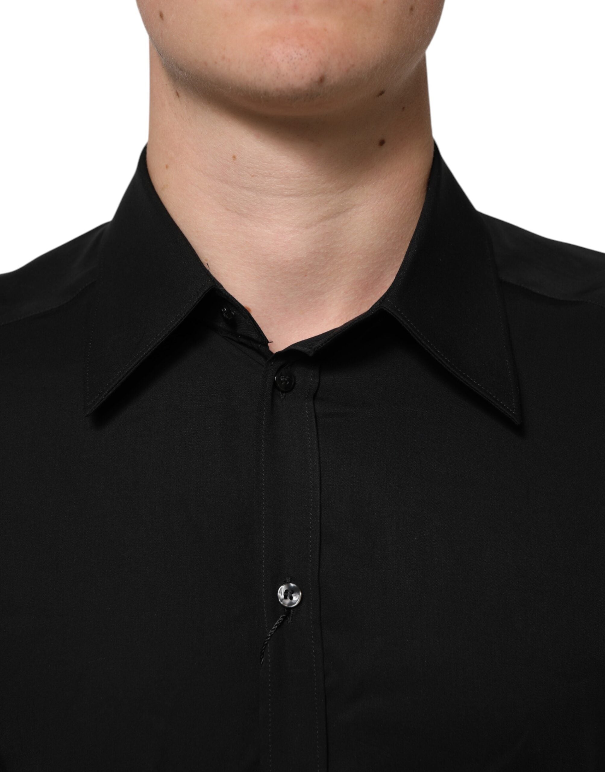 Dolce & Gabbana Schwarzes langärmeliges Hemd aus Viskose für formelle Anlässe