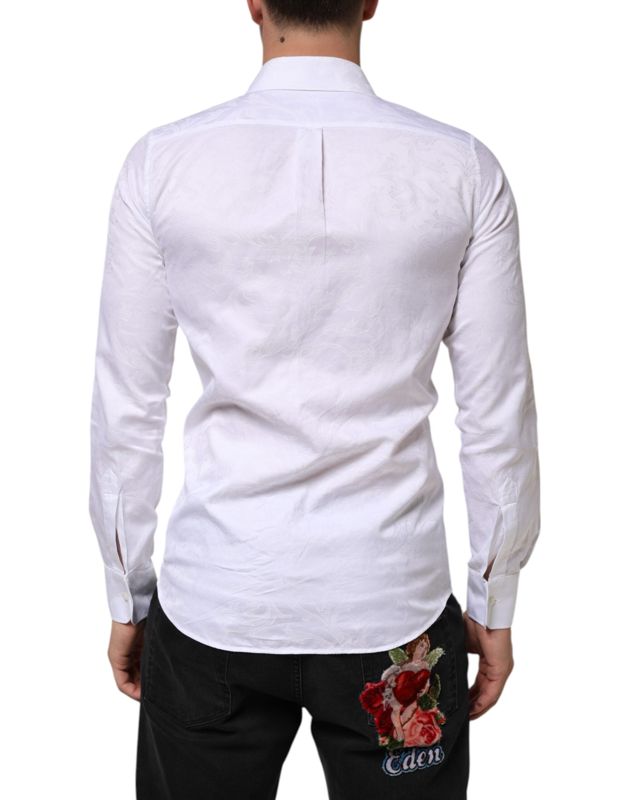 Dolce & Gabbana Weißes MARTINI Hemd aus Baumwolle mit Paisley-Jacquardmuster