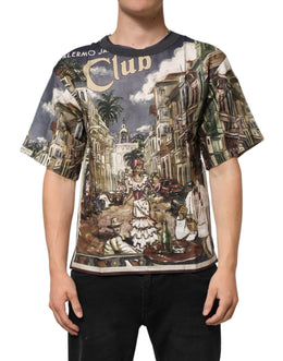 Dolce & Gabbana Palermo Jazz Club Leinen-T-Shirt mit Rundhalsausschnitt für Männer