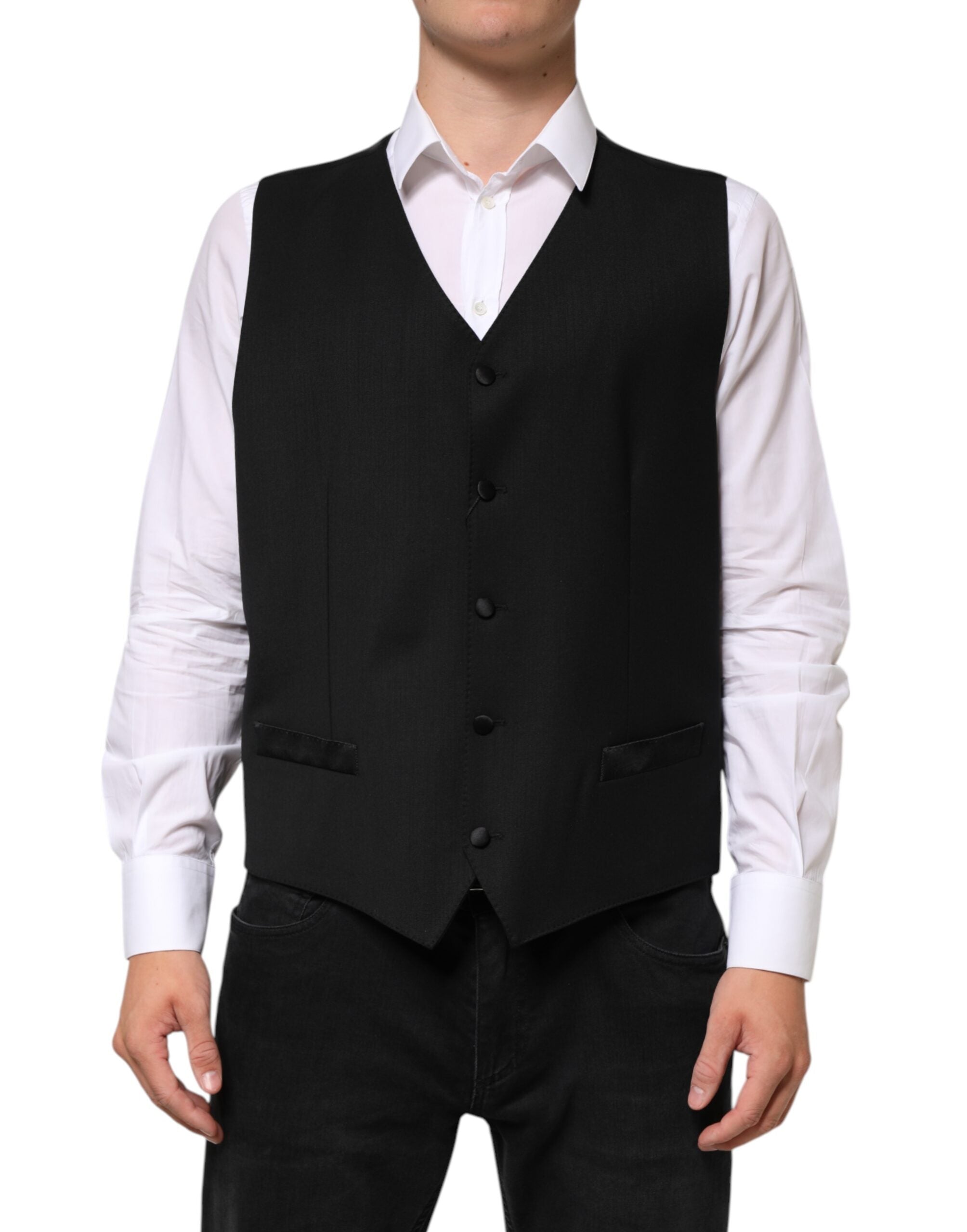 Dolce & Gabbana Schwarze Wollweste für Herren, formell