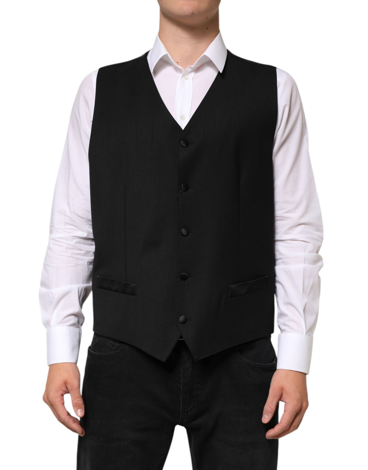 Dolce & Gabbana Schwarze Wollweste für Herren, formell