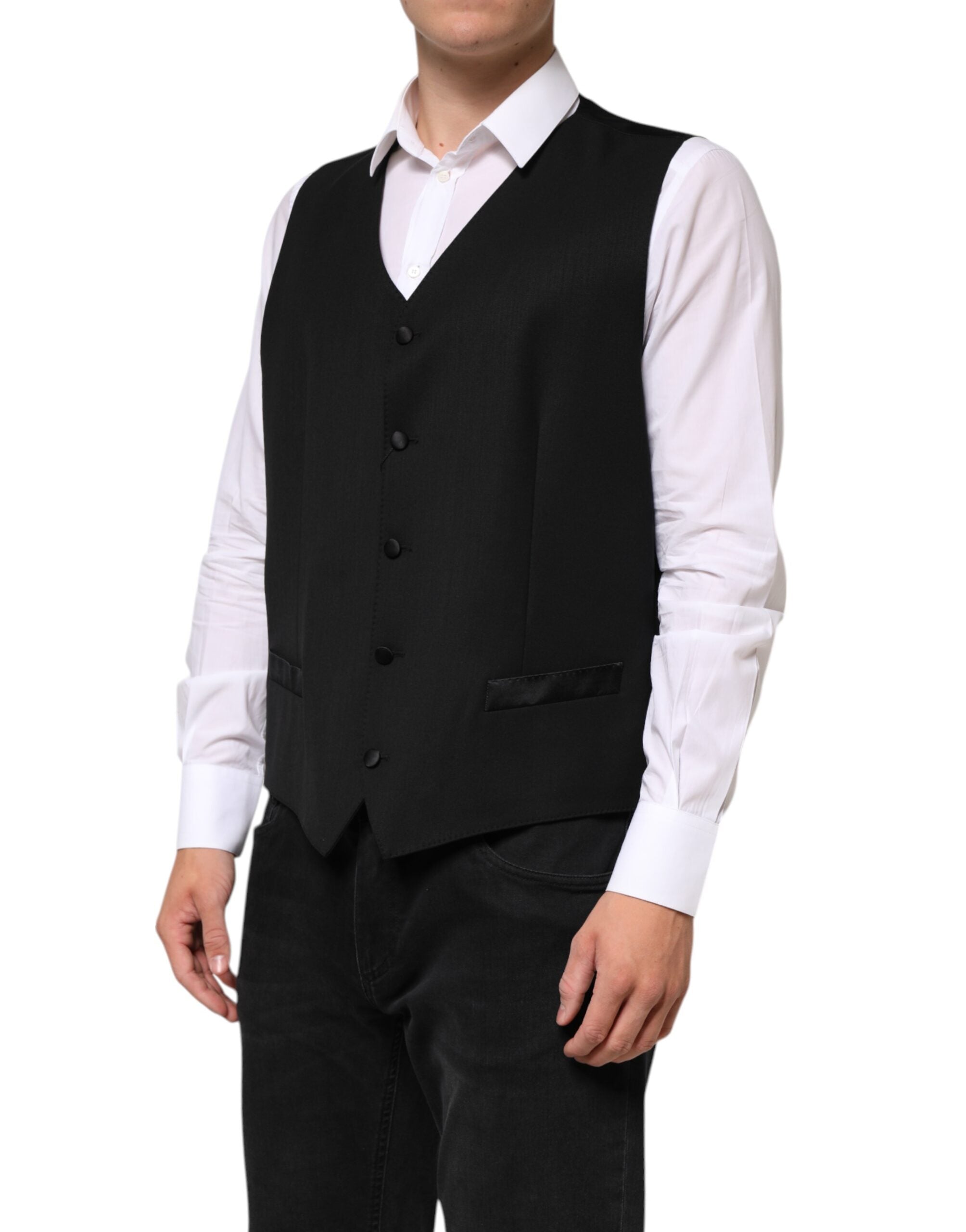 Dolce & Gabbana Schwarze Wollweste für Herren, formell