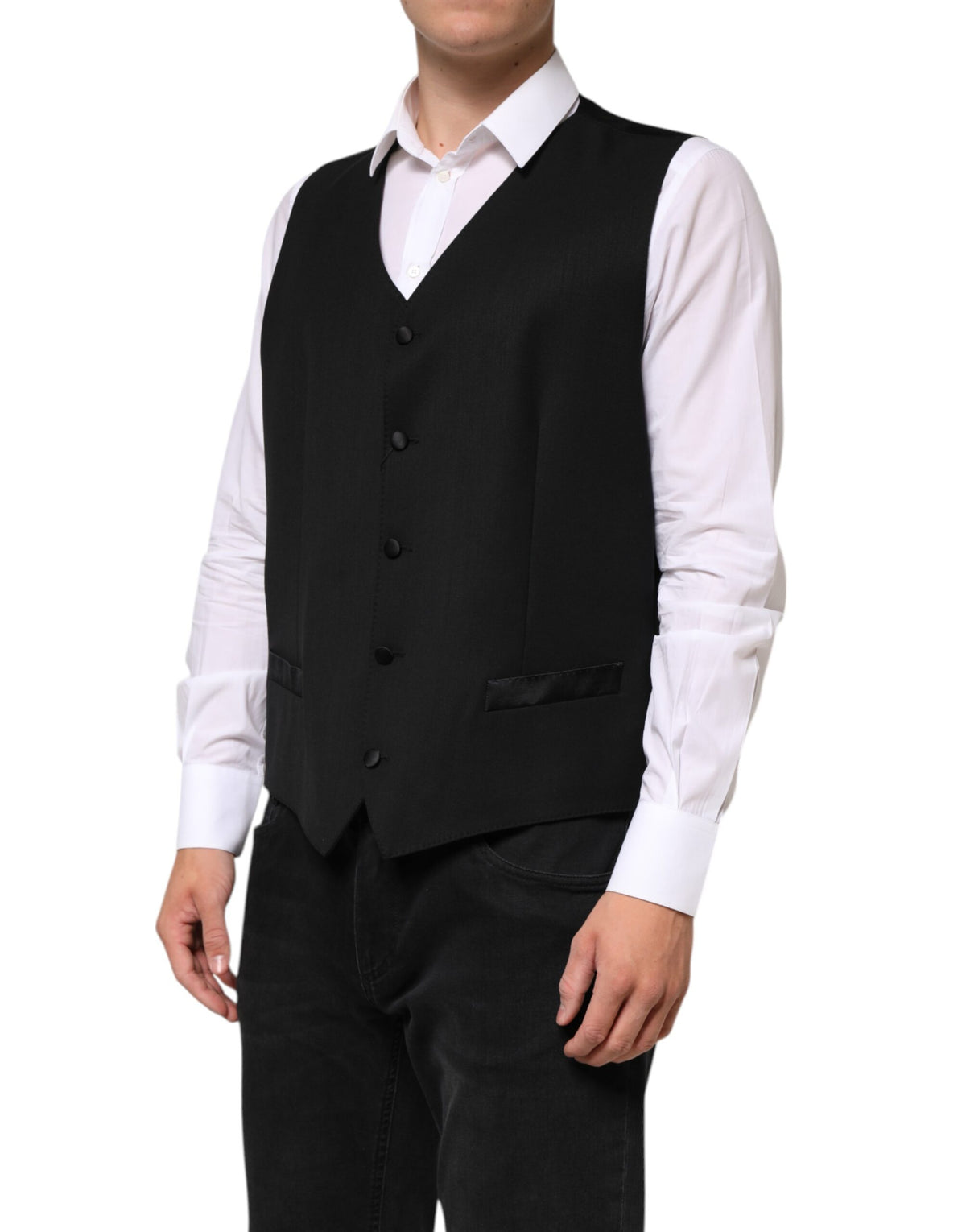 Dolce & Gabbana Schwarze Wollweste für Herren, formell
