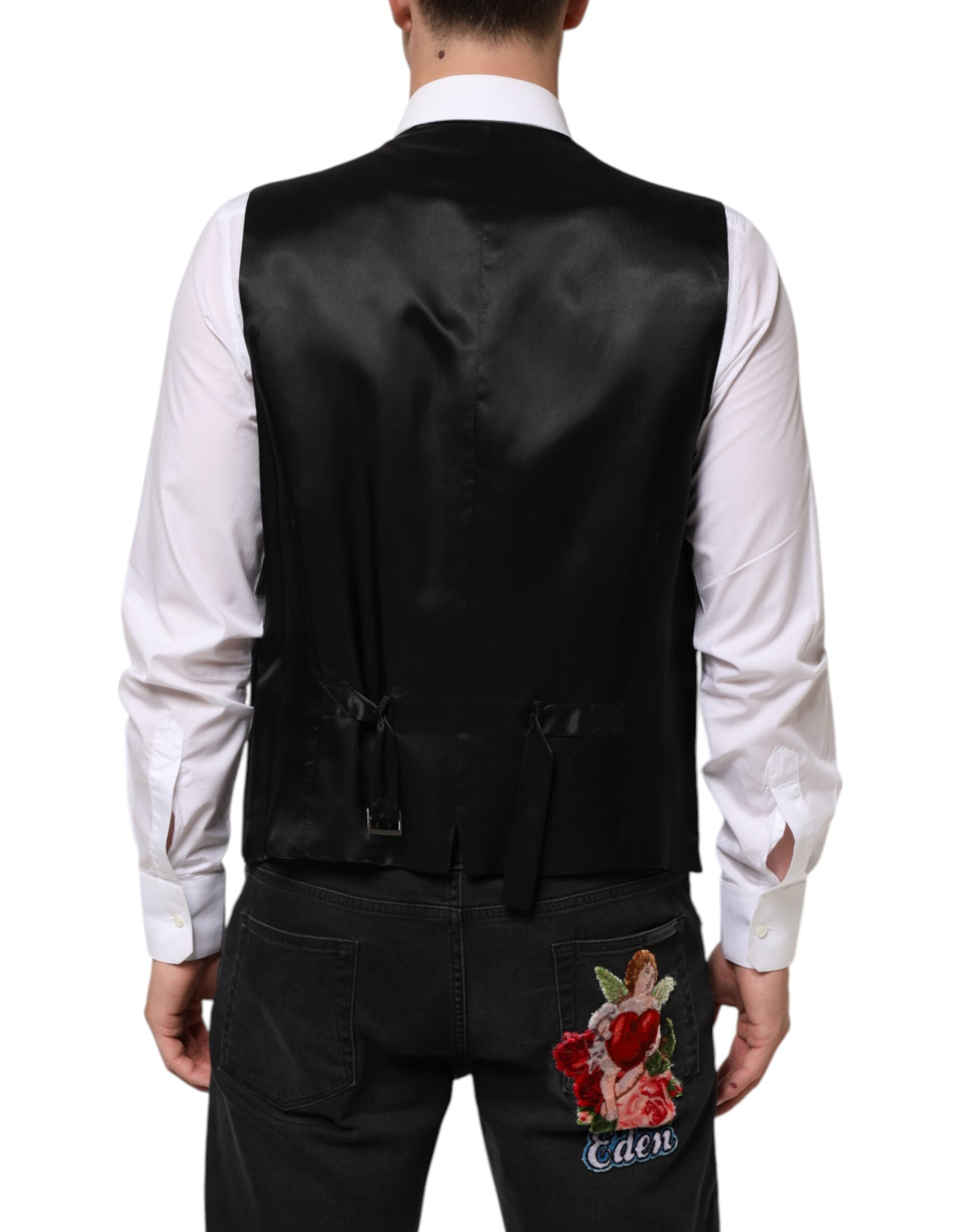 Dolce & Gabbana Schwarze Wollweste für Herren, formell