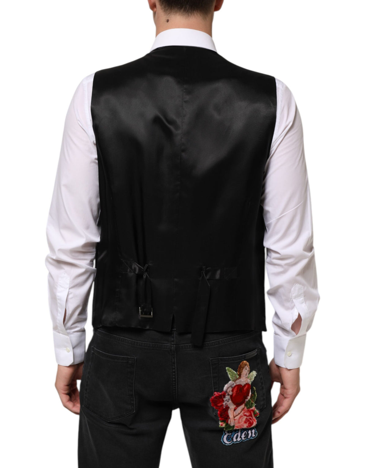 Dolce & Gabbana Schwarze Wollweste für Herren, formell