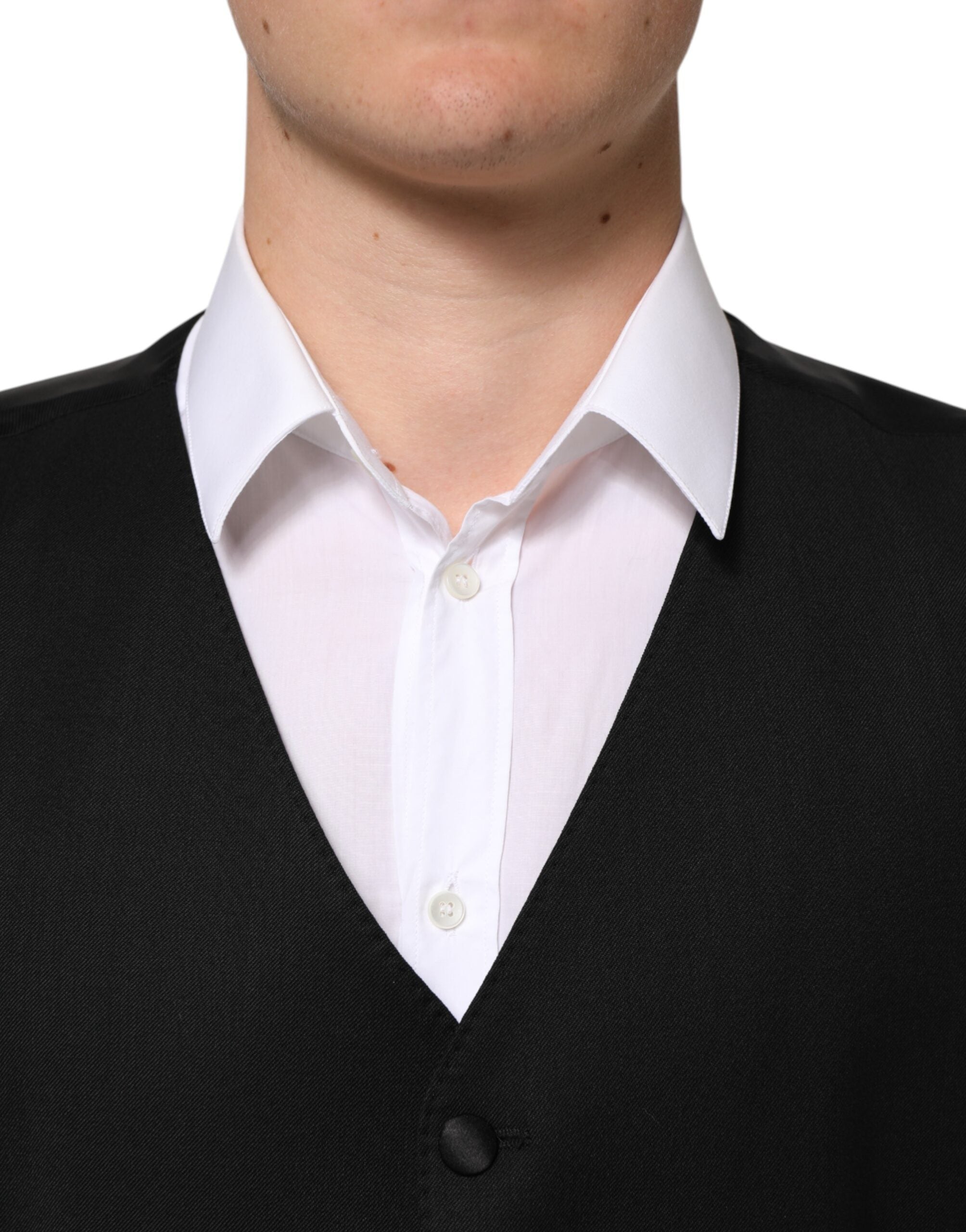 Dolce & Gabbana Schwarze Wollweste für Herren, formell
