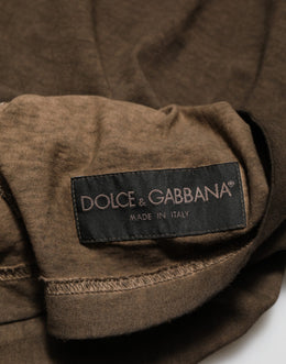 Dolce & Gabbana Dunkelbraunes T-Shirt mit zerfetztem Logo aus Baumwolle für Männer