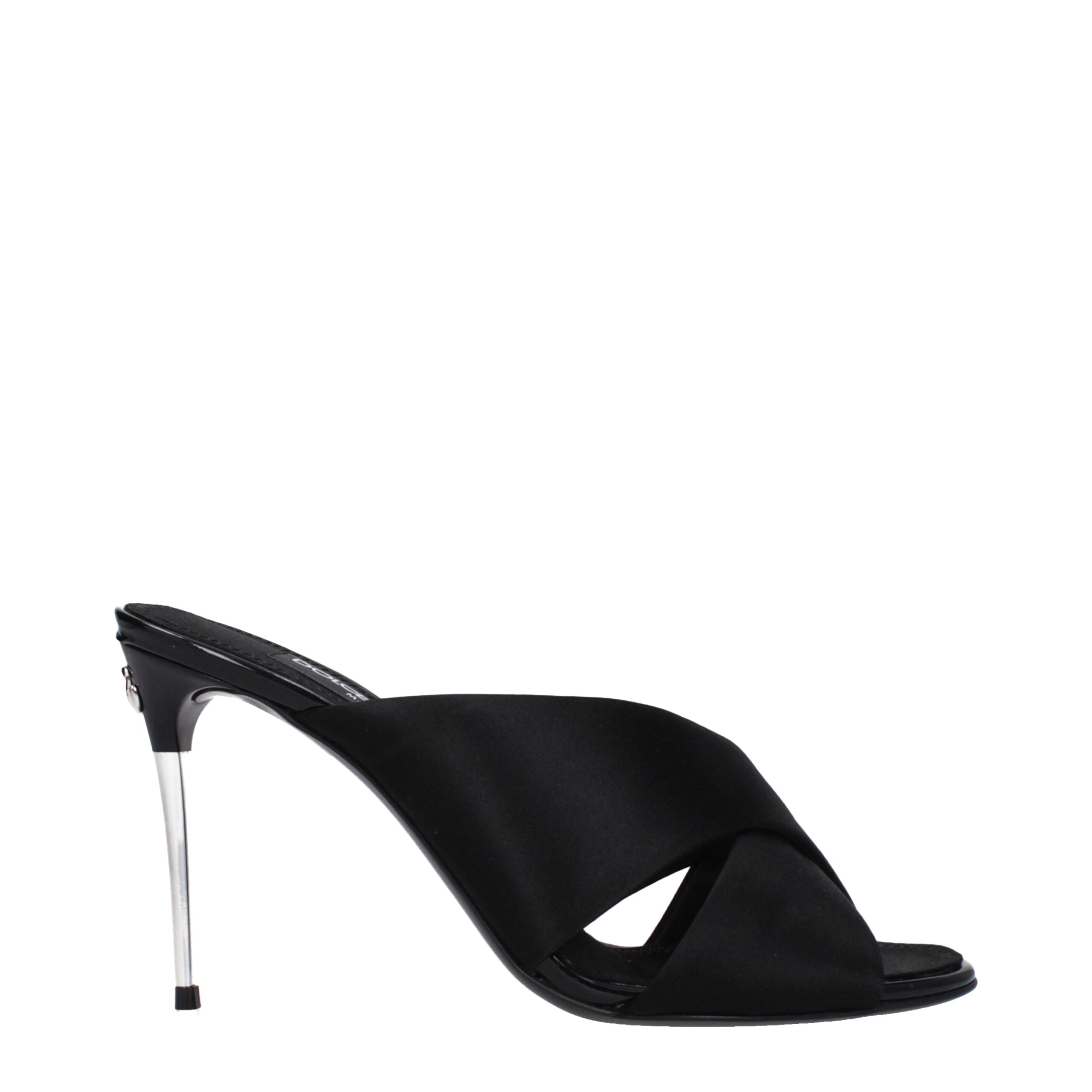 Dolce & Gabbana Schwarze Stiletto-Sandalen aus Satin