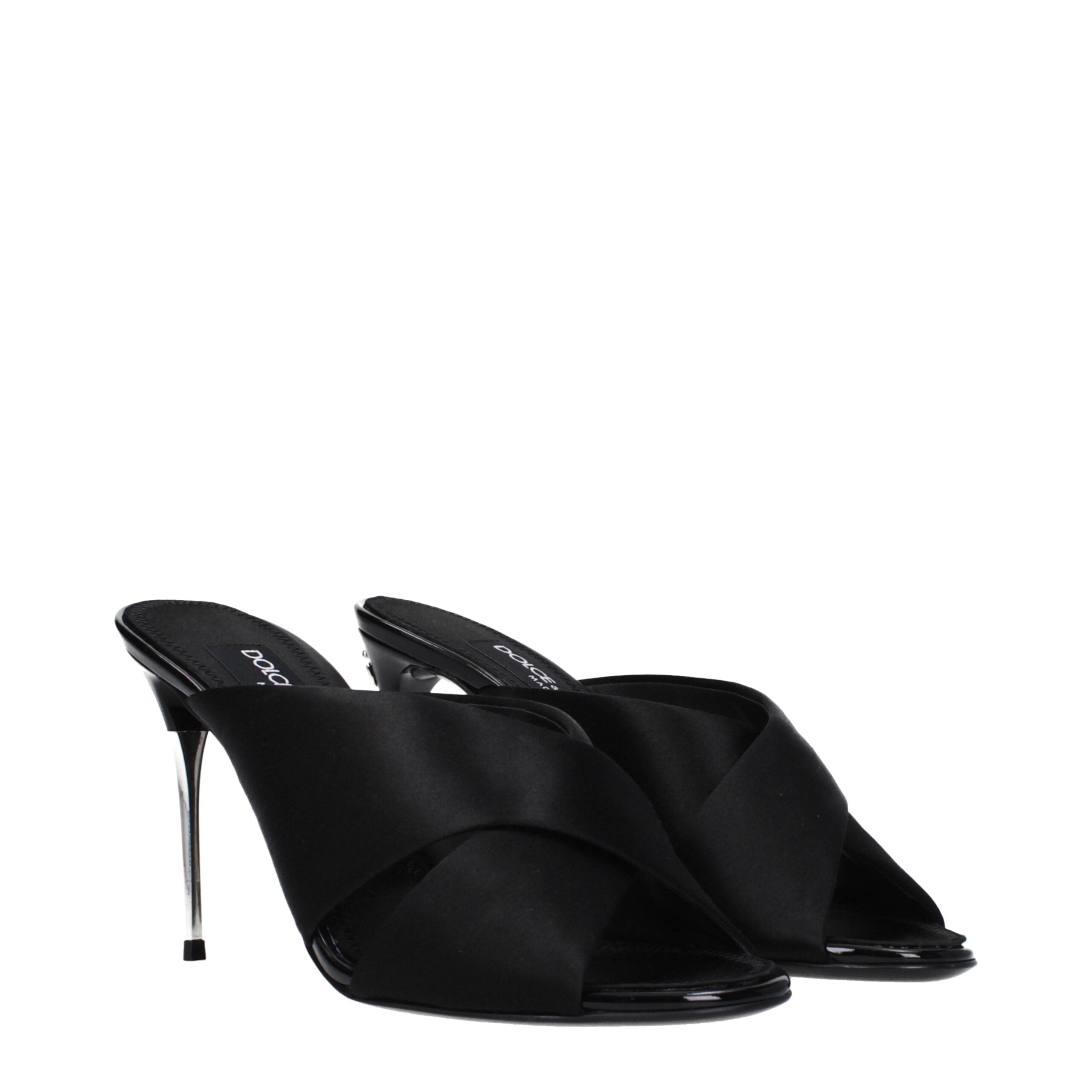 Dolce & Gabbana Schwarze Stiletto-Sandalen aus Satin