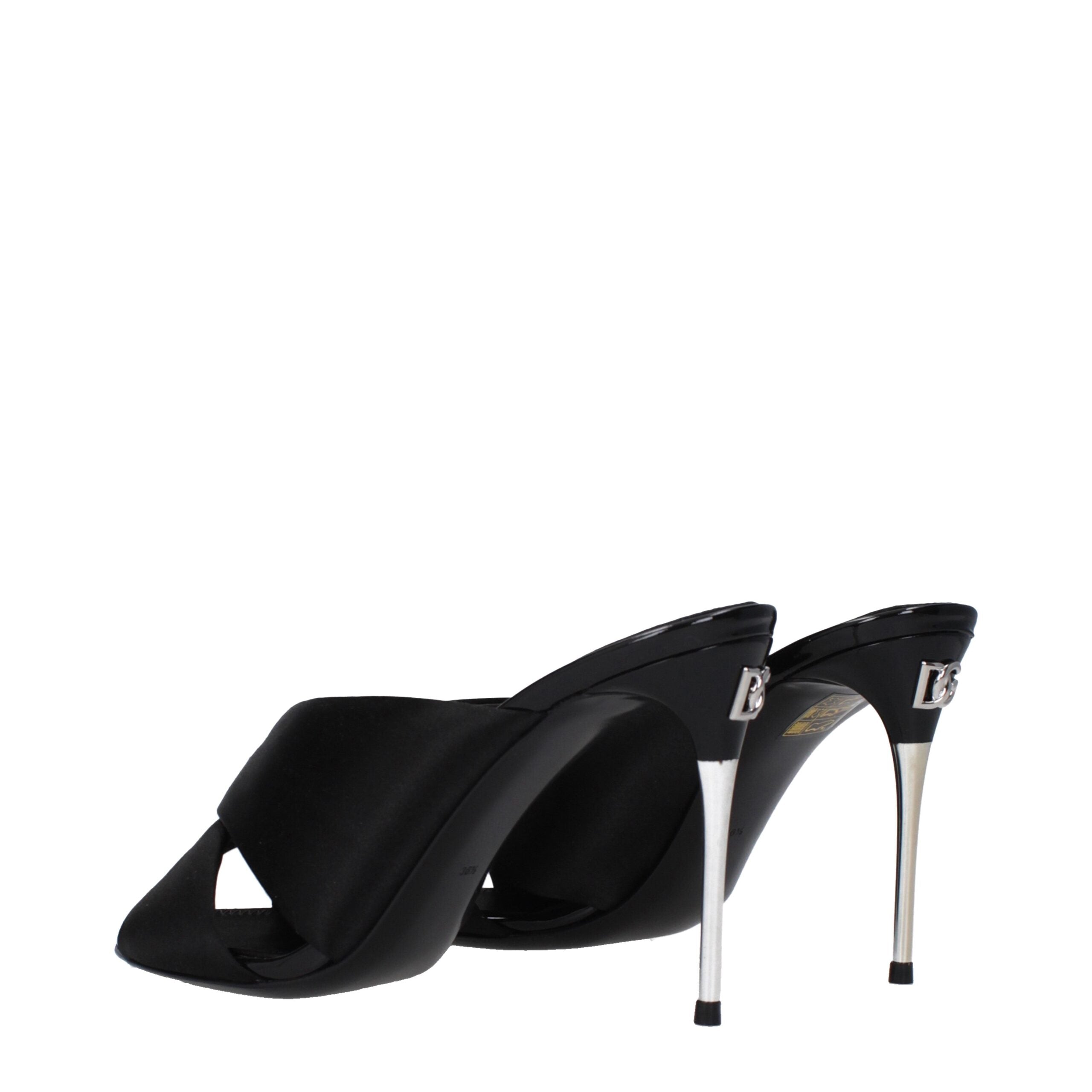 Dolce & Gabbana Schwarze Stiletto-Sandalen aus Satin