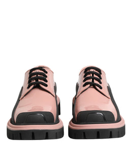 Dolce & Gabbana Leichte puderrosa schwarze Leder Schnürschuhe