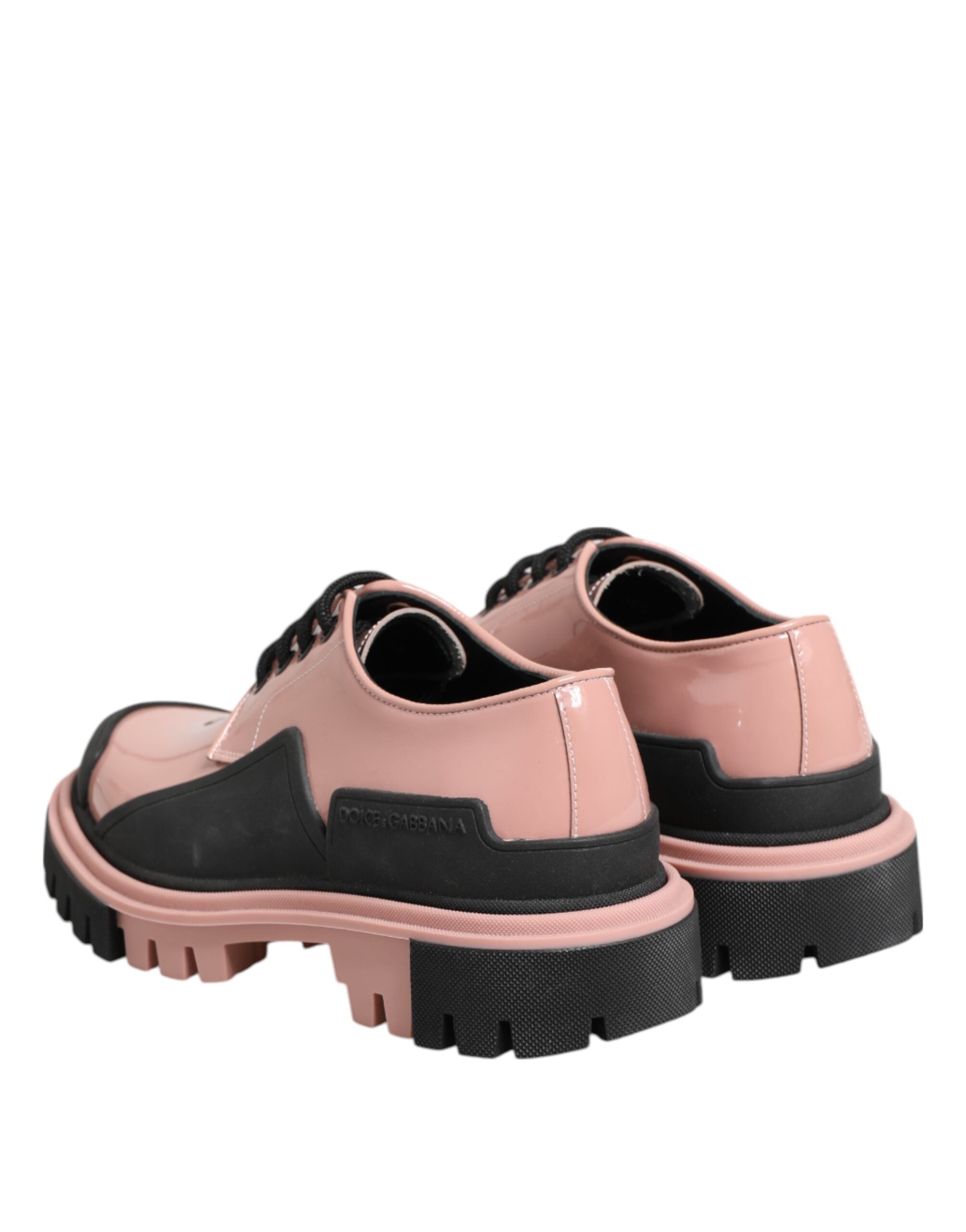 Dolce & Gabbana Leichte puderrosa schwarze Leder Schnürschuhe