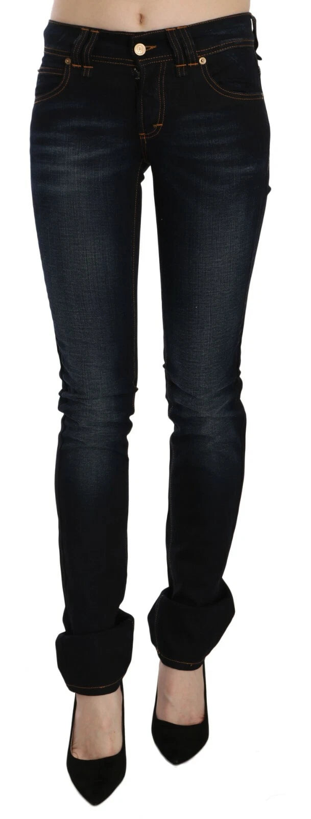 John Galliano Dunkelblau Mittlere Taille Slim Fit Denim Freizeithosen Jeans