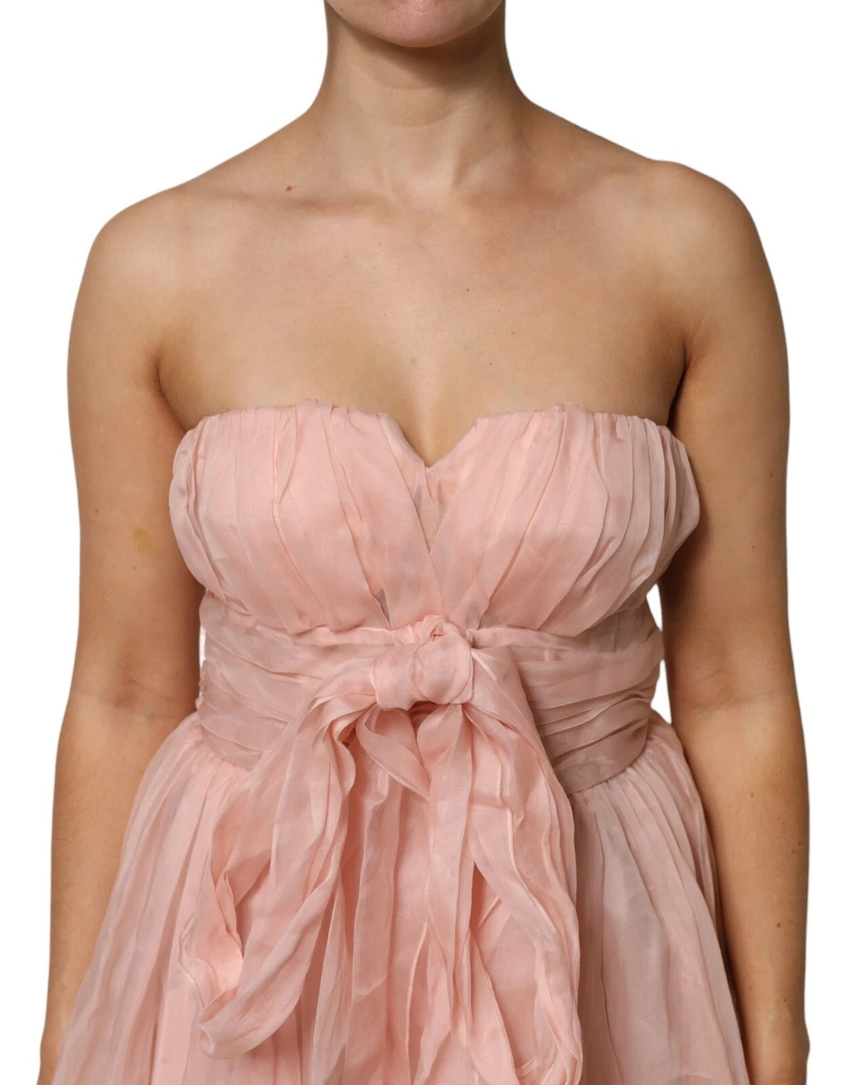 Dolce & Gabbana Rosa Seidenchiffon A-Linie plissiertes Midikleid