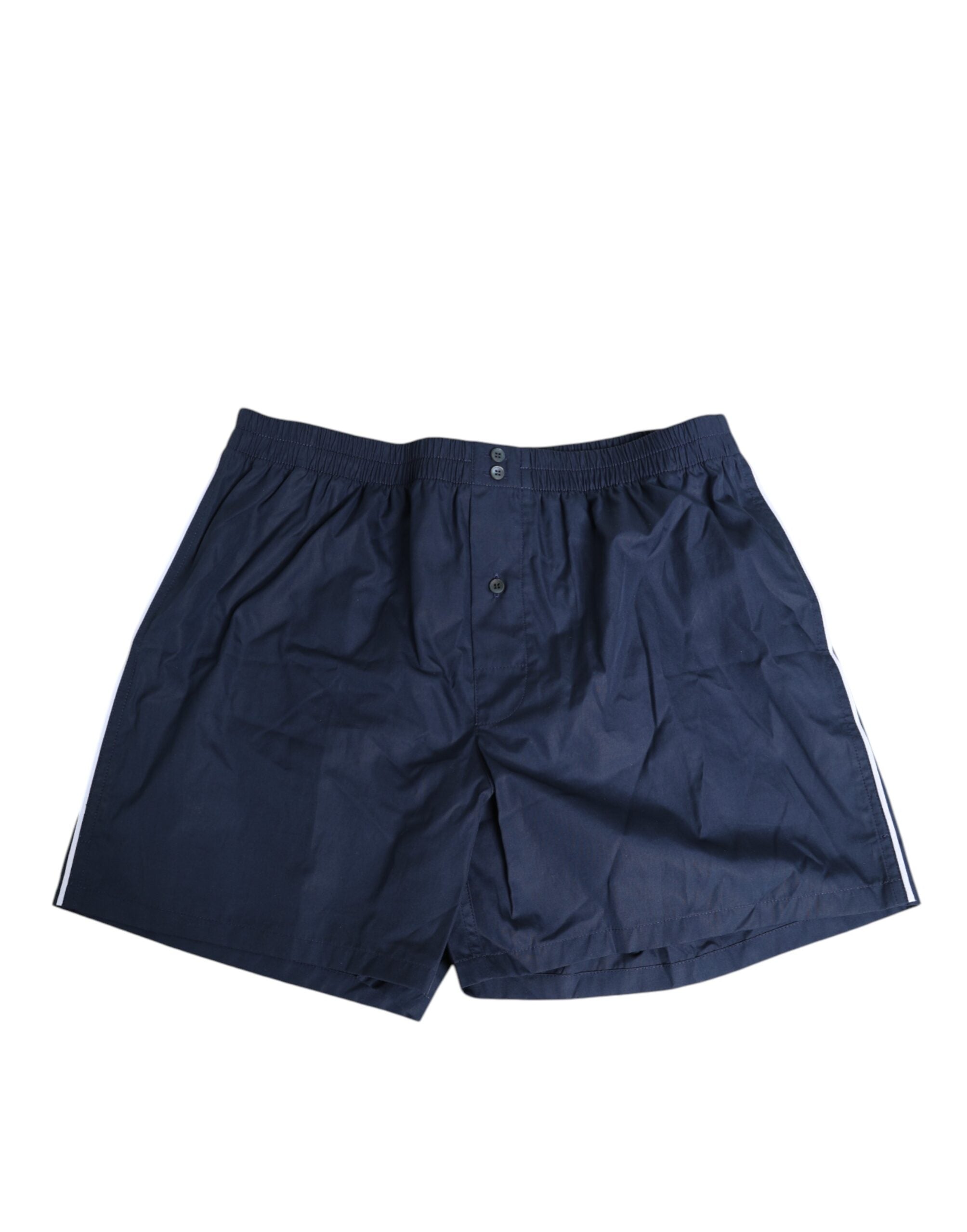 Dolce & Gabbana Marineblaue Baumwoll-Badebekleidung mit elastischem Bund und Knopf