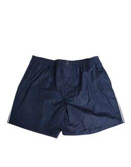 Dolce & Gabbana Marineblaue Baumwoll-Badebekleidung mit elastischem Bund und Knopf