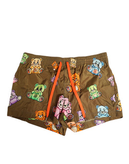 Dolce & Gabbana Brauner Multicolor Teddybär Herren Shorts Badebekleidung