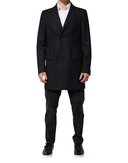 Dolce & Gabbana Dunkelblau Wolle Männer Jacke Mantel Blazer Anzug