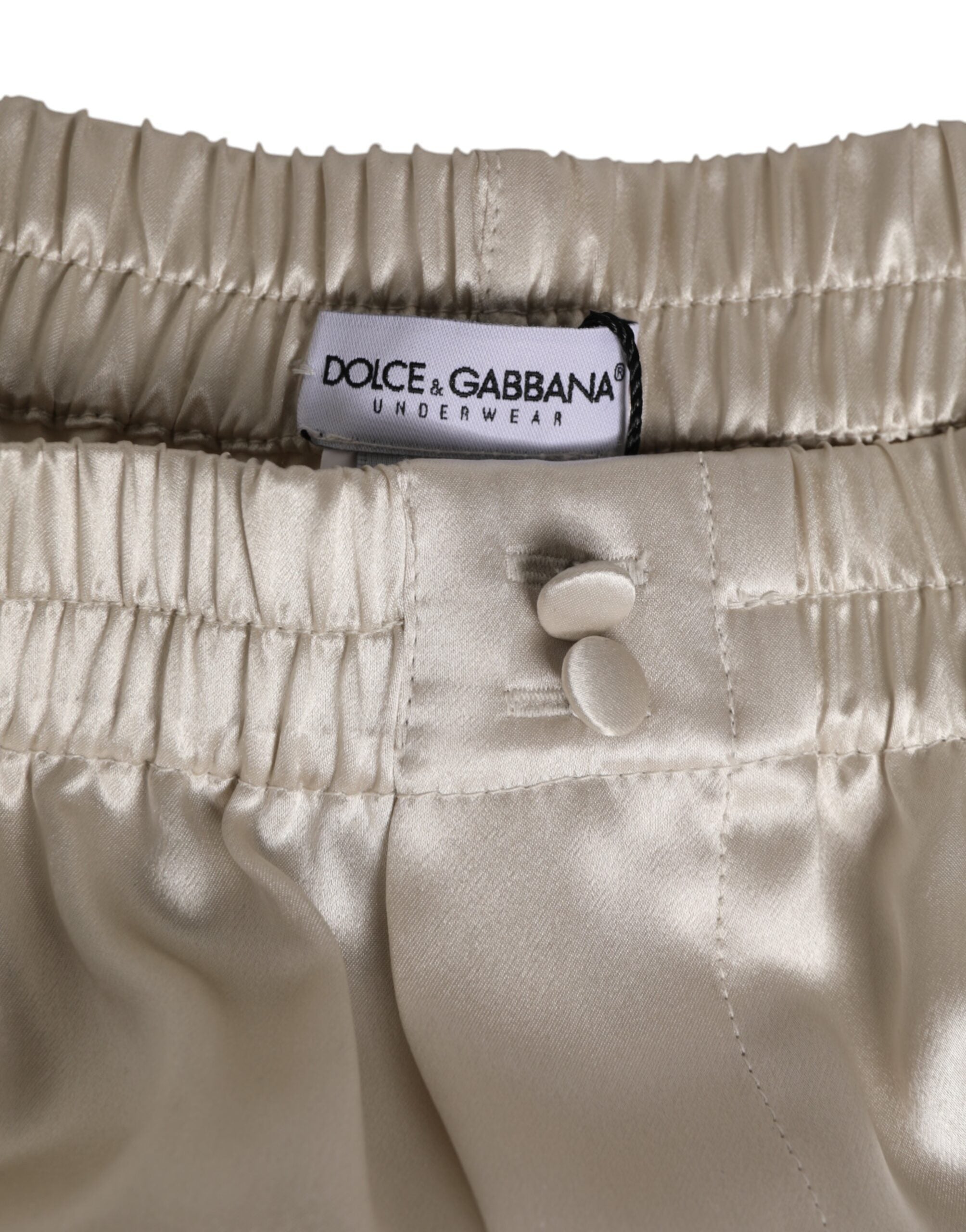 Dolce & Gabbana Beige Seide Satin Elastische Herren Boxer Short Badebekleidung