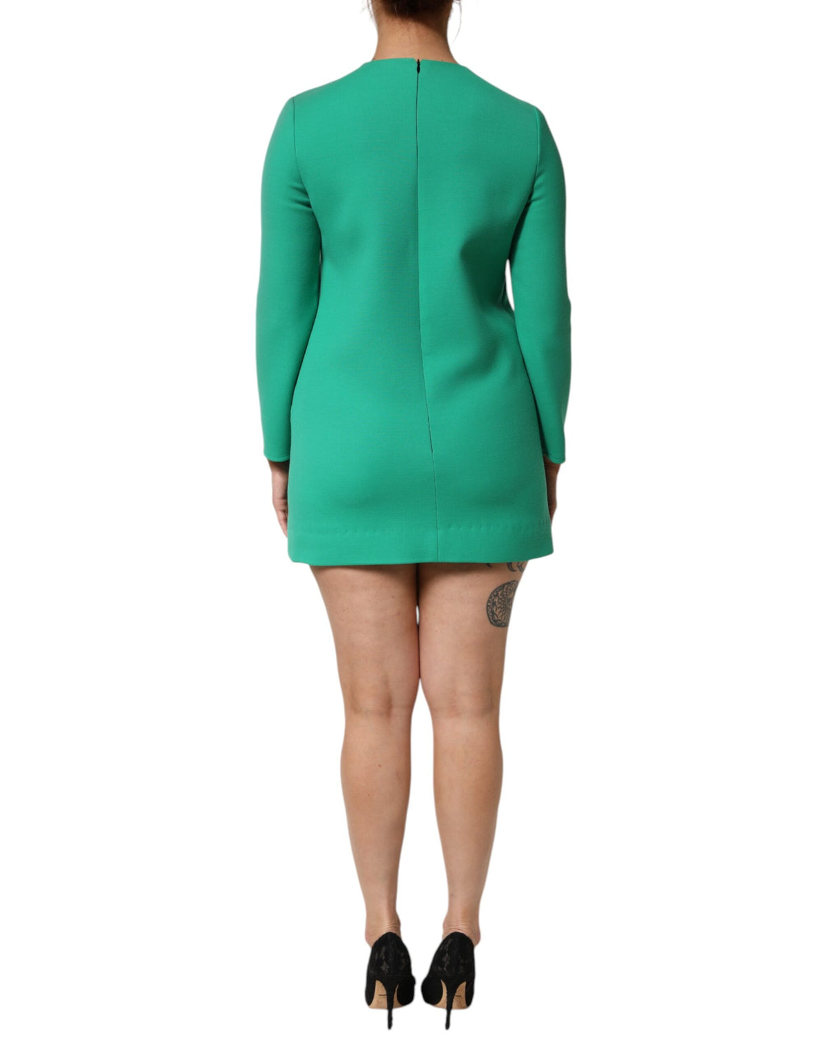 Dolce & Gabbana Grünes Minikleid mit langen Ärmeln aus Viskoseacetat