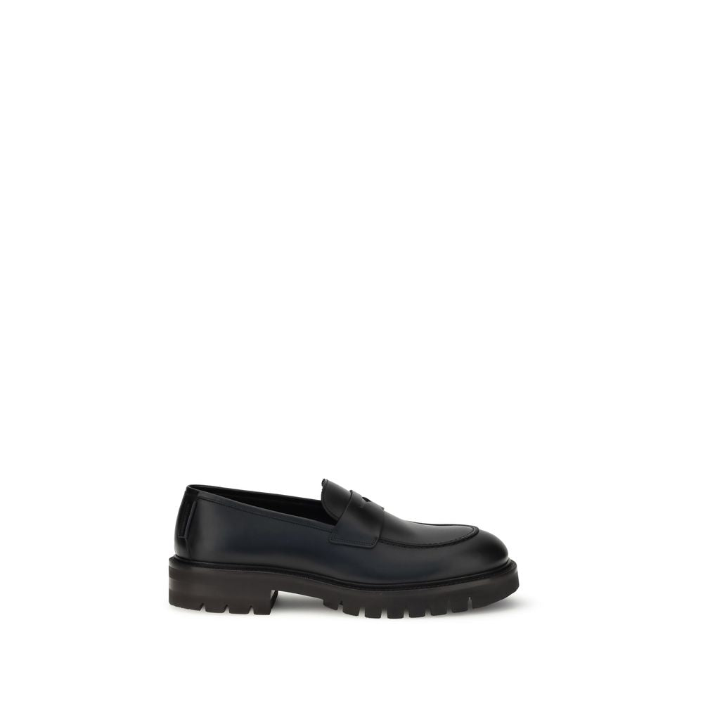 Ferragamo Schwarze "Bos Taurus" Kalbsleder Loafer zum Hineinschlüpfen
