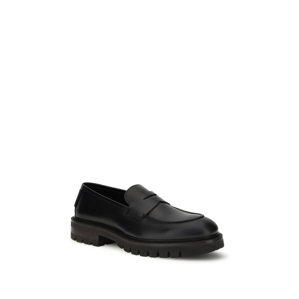 Ferragamo Schwarze "Bos Taurus" Kalbsleder Loafer zum Hineinschlüpfen