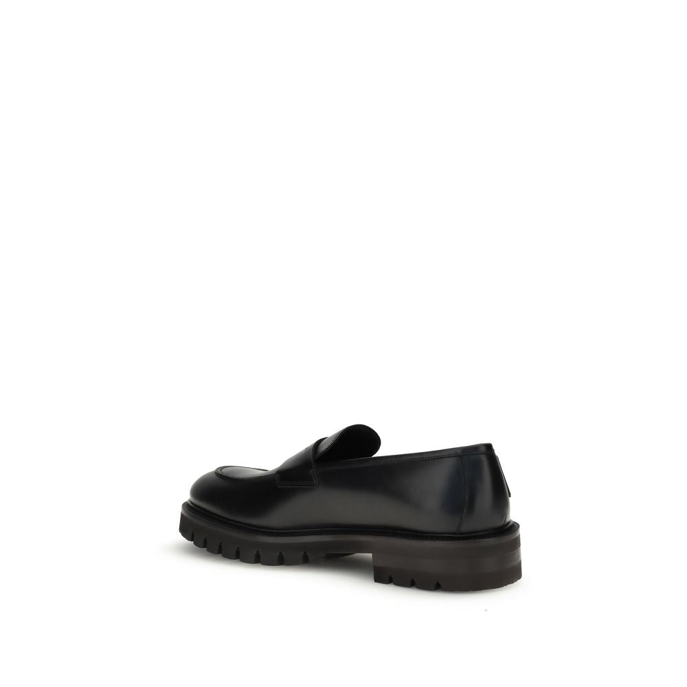 Ferragamo Schwarze "Bos Taurus" Kalbsleder Loafer zum Hineinschlüpfen