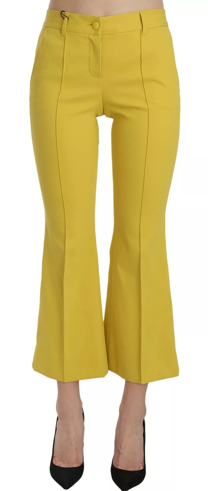 Dolce & Gabbana Gelbe ausgestellte Bootcut-Caprihose aus Baumwolle