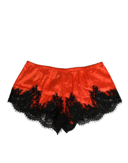 Dolce & Gabbana Rote Seidensatin-Spitzen-Shorts Unterwäsche