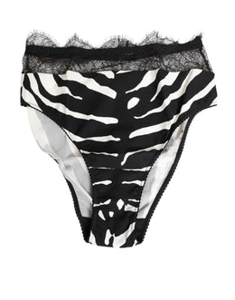 Dolce & Gabbana Schwarz Weiß Zebra Print Spitze Trim High Unterwäsche