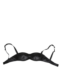 Dolce & Gabbana Schwarzer Seidensatin Kabelloser Dessous-BH Unterwäsche