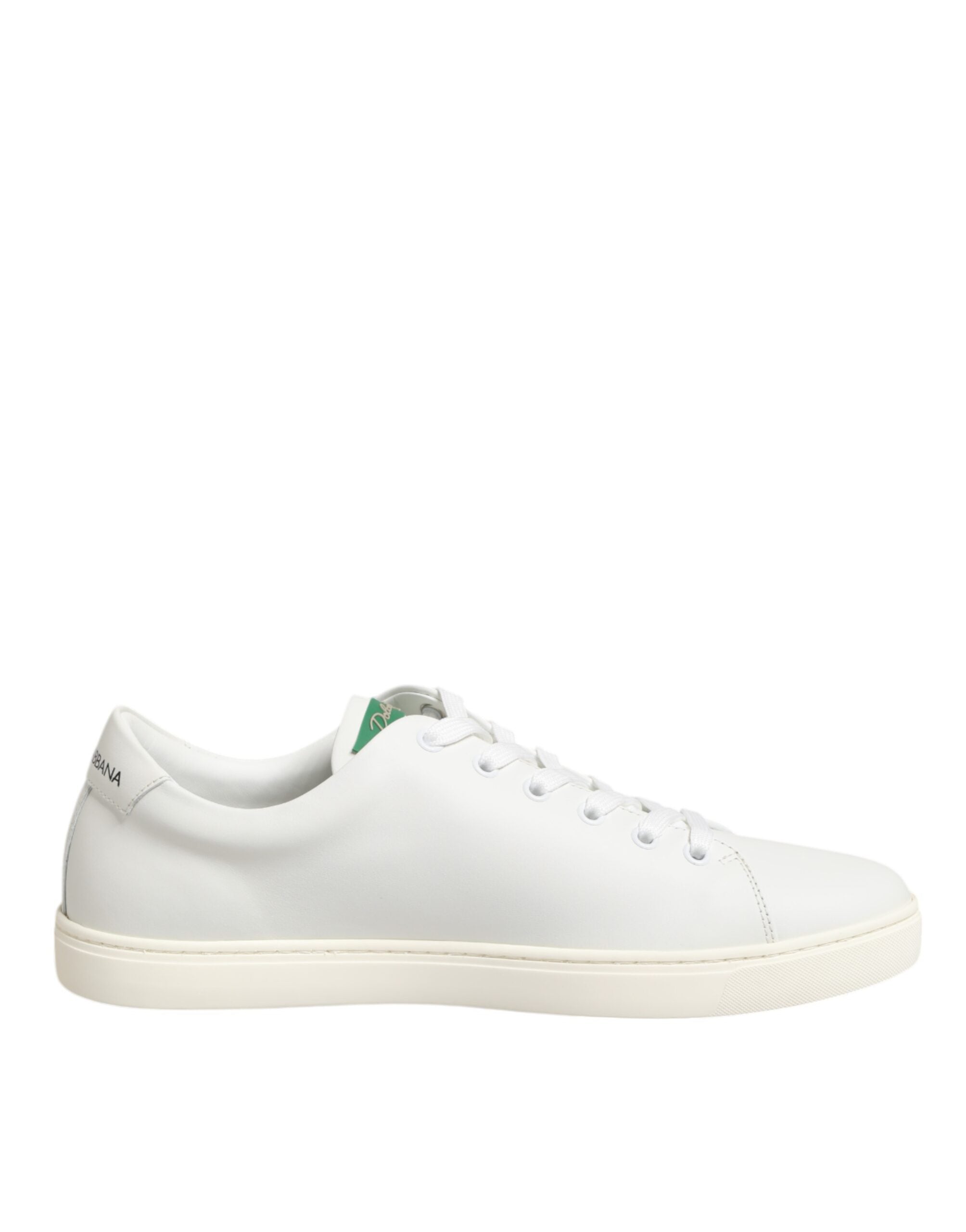 Dolce & Gabbana Weißes Leder mit Rosenstickerei Low-Top Schuhe
