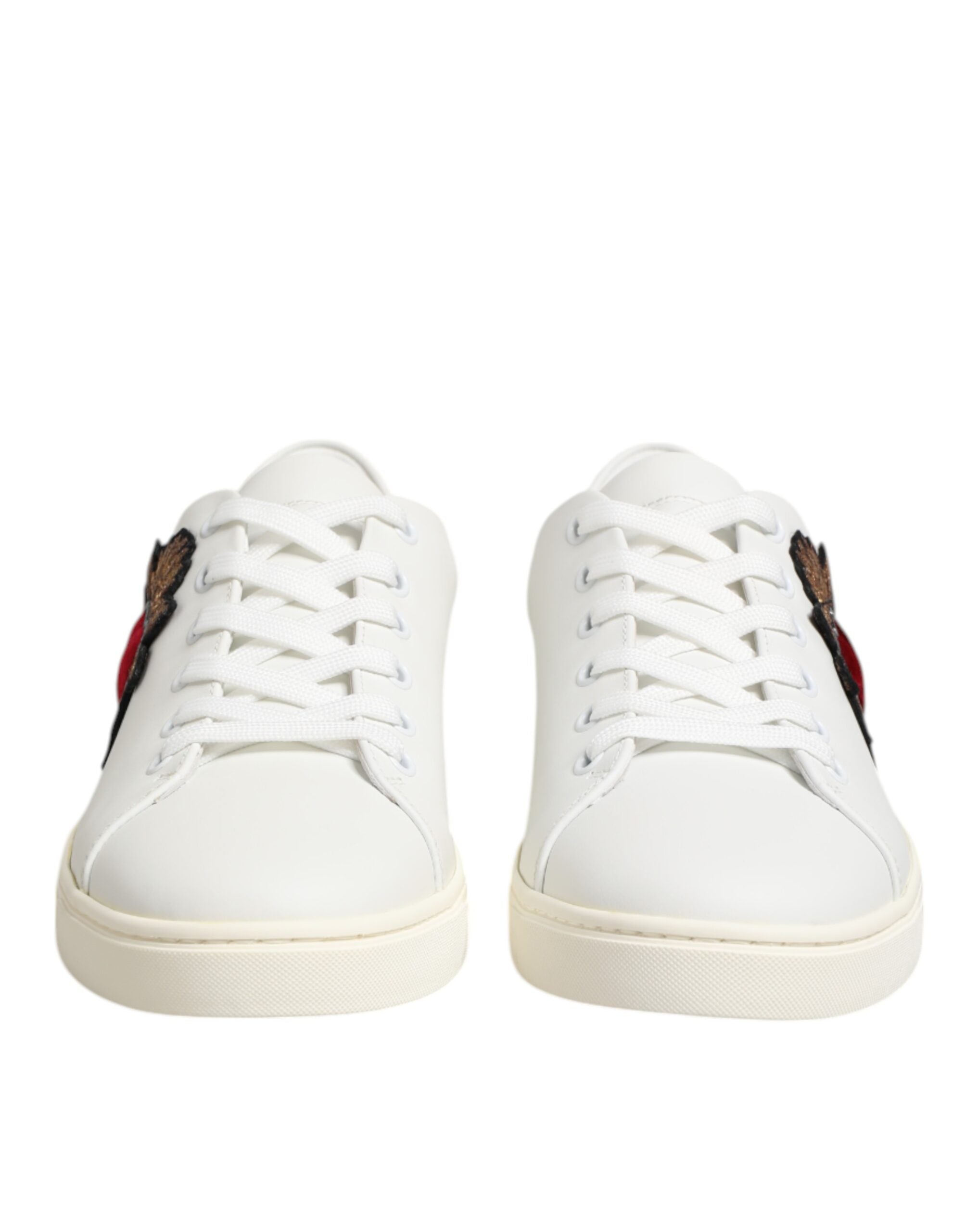 Dolce & Gabbana Weiße Leder Sneakers mit Sacred Heart Patch