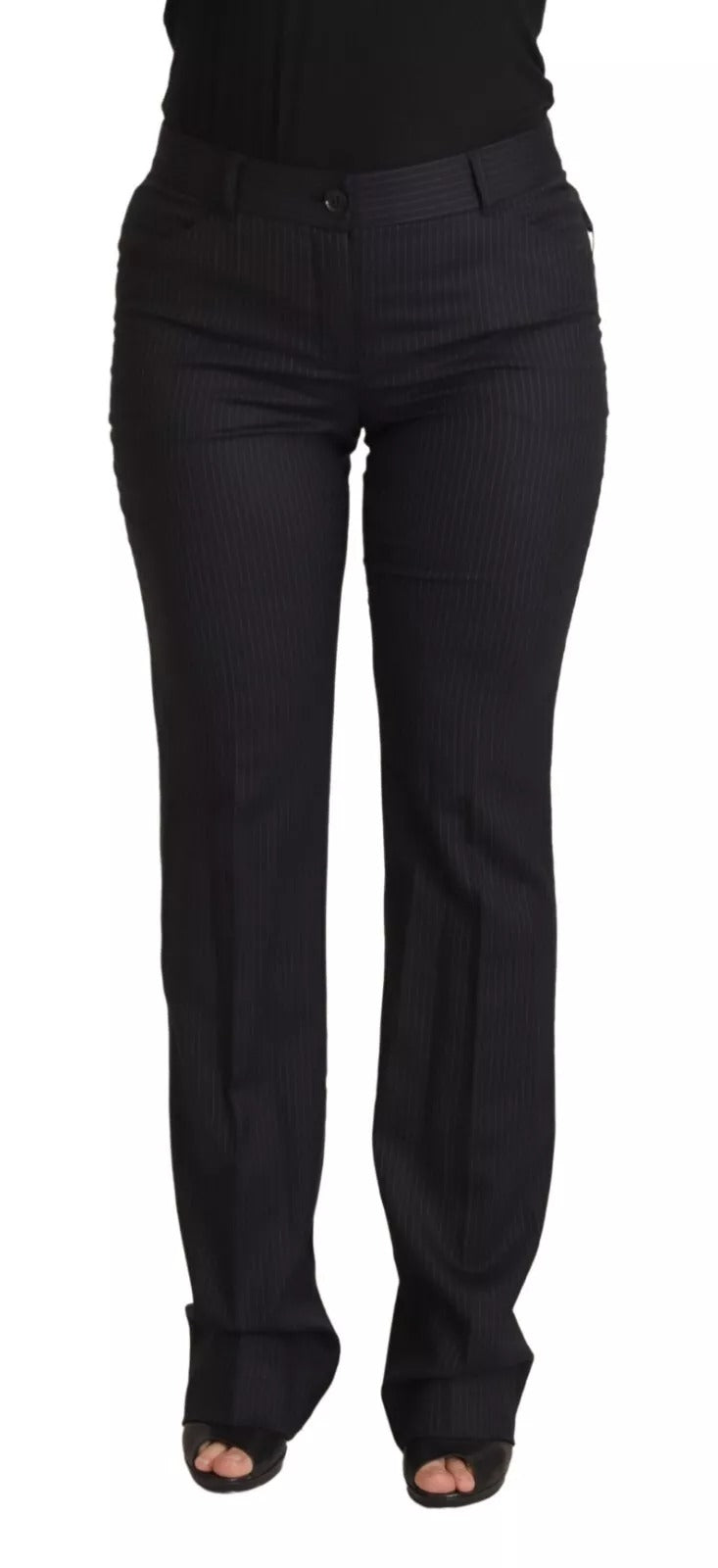 Dolce & Gabbana Schwarz gestreifte Hose mit mittlerer Taille