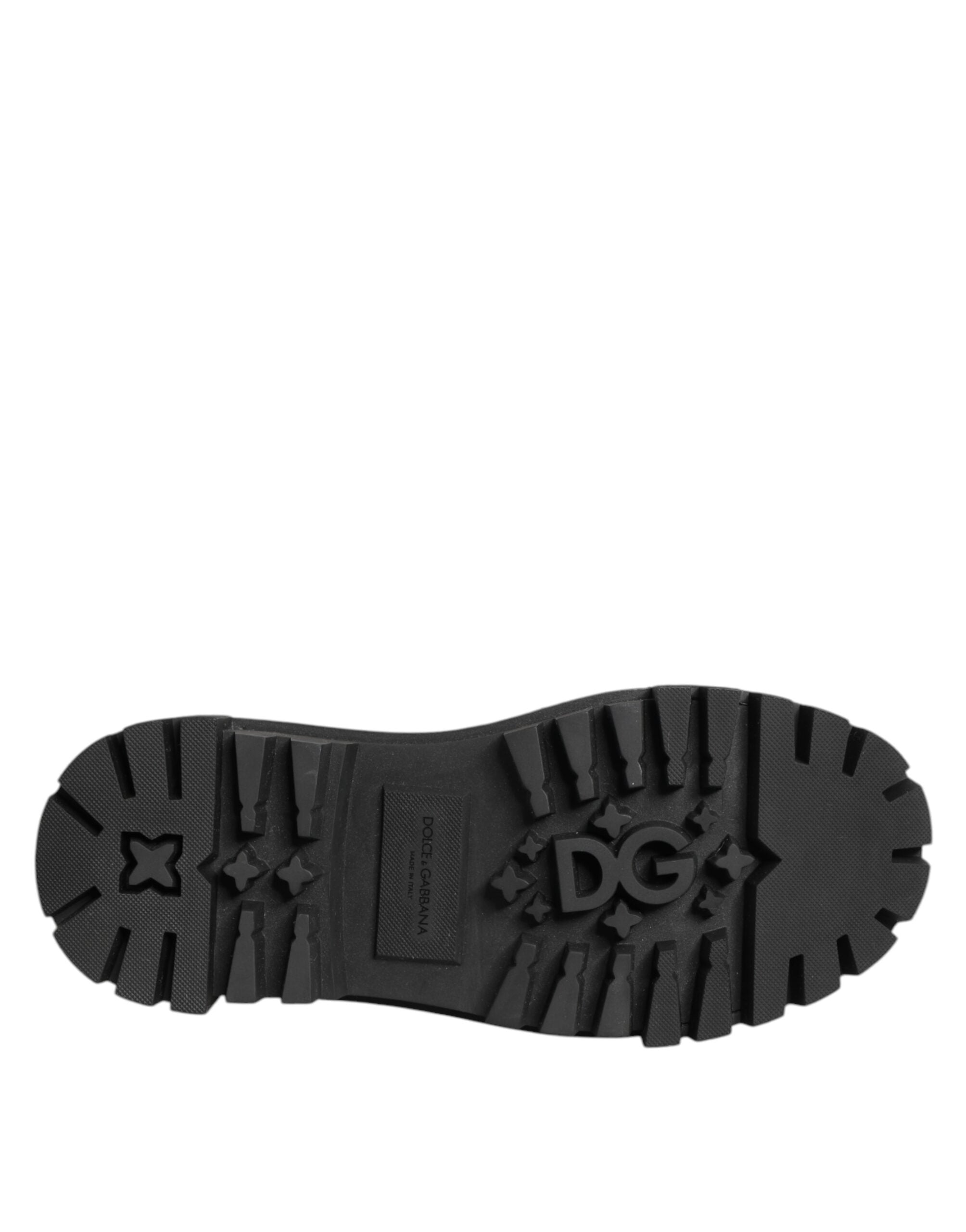 Dolce & Gabbana Schwarze Leder-Derby-Schuhe mit Kristall-Verzierung