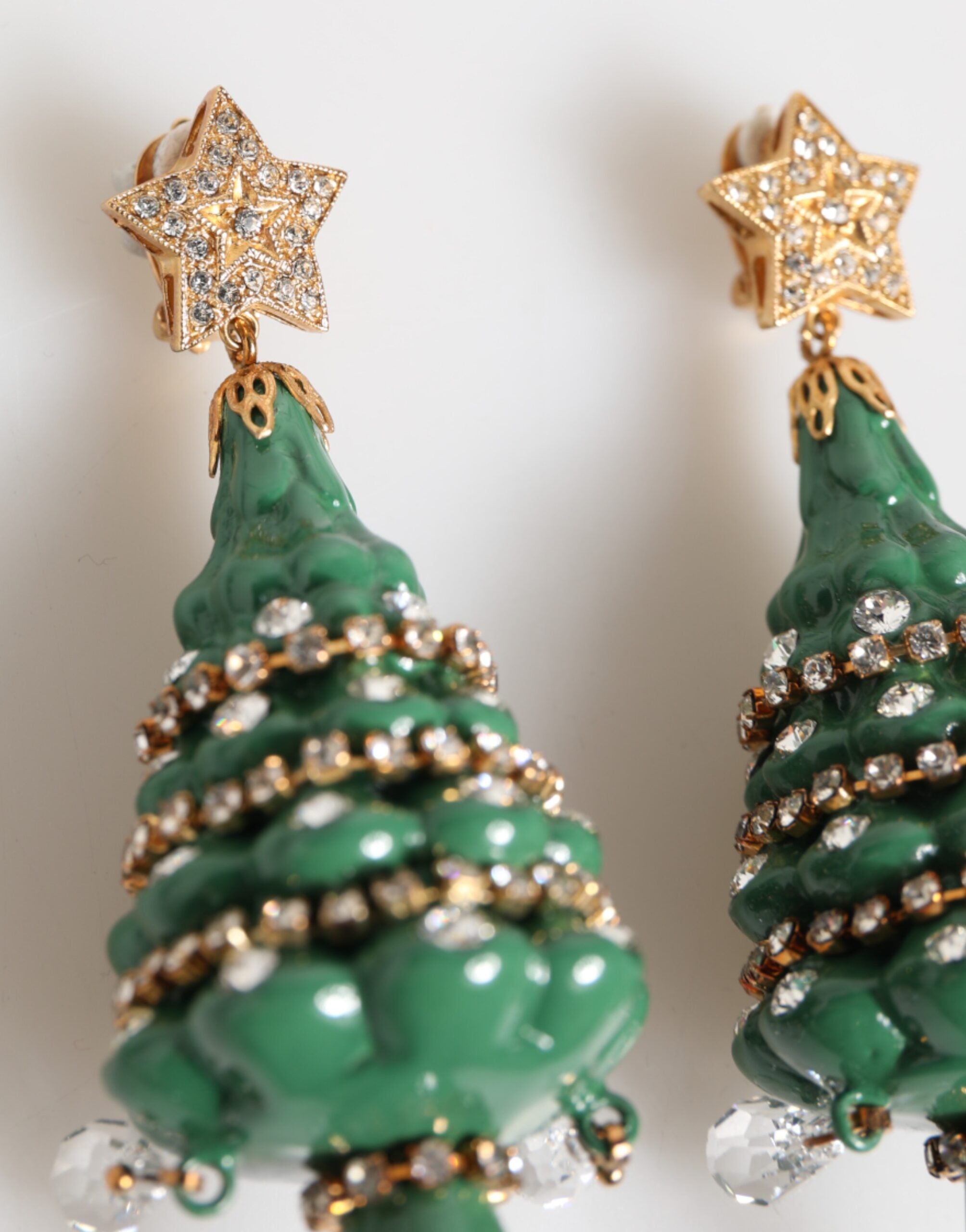 Dolce & Gabbana Gold Messing Multicolor Weihnachtsbaum-Ohrringe