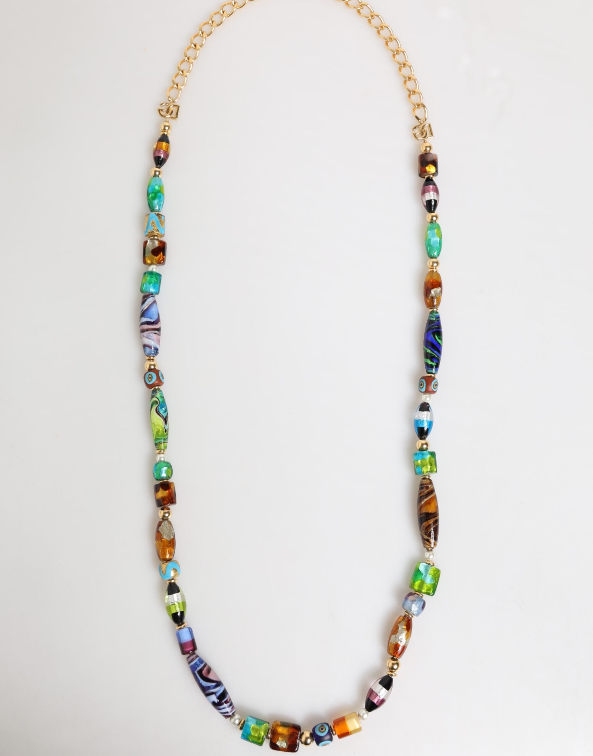 Dolce & Gabbana Multicolor Muranoglasperlen Messing Frauen Schmuck Halskette