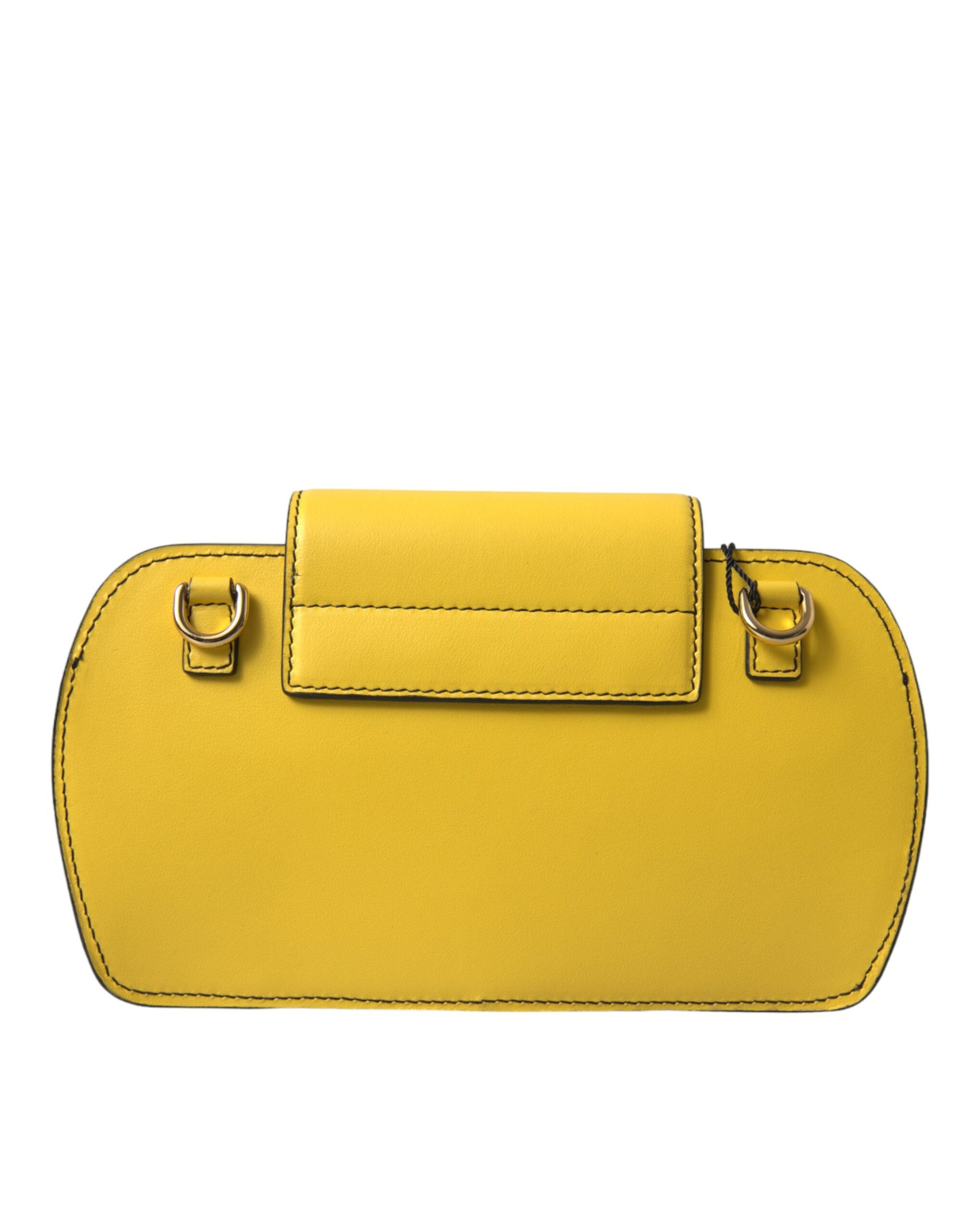 Dolce & Gabbana Gelbes Glattleder DG Logo Clutch Crossbody Case Tasche