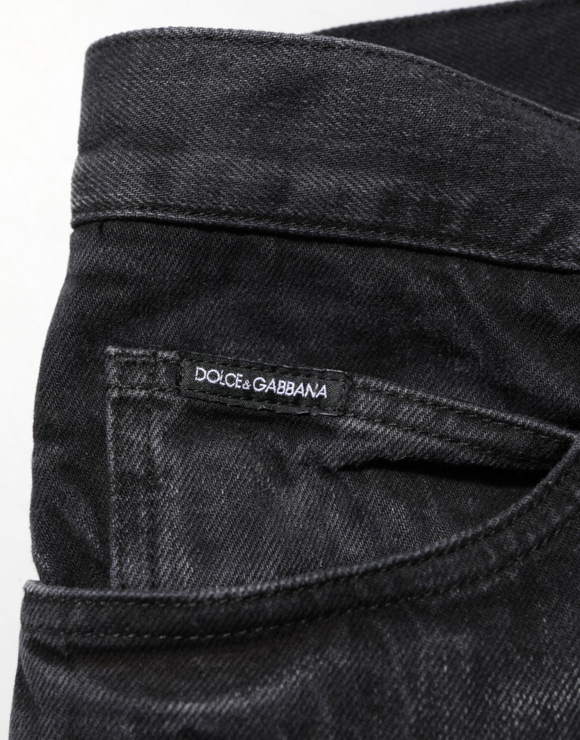 Dolce & Gabbana Schwarze gewaschene Baumwolle Skinny Herren Denim Jeans