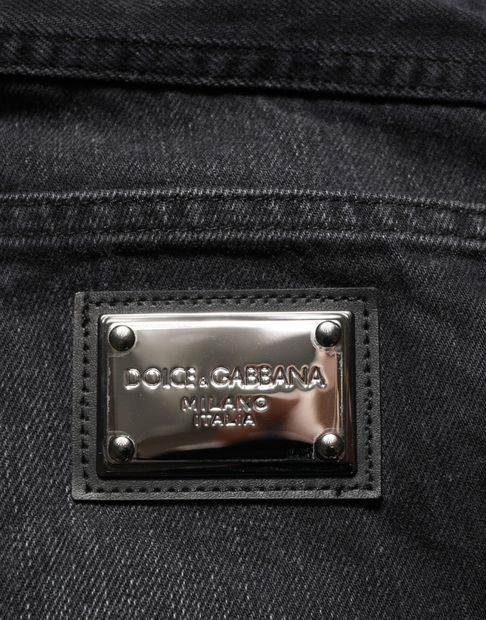 Dolce & Gabbana Schwarze gewaschene Baumwolle Skinny Herren Denim Jeans
