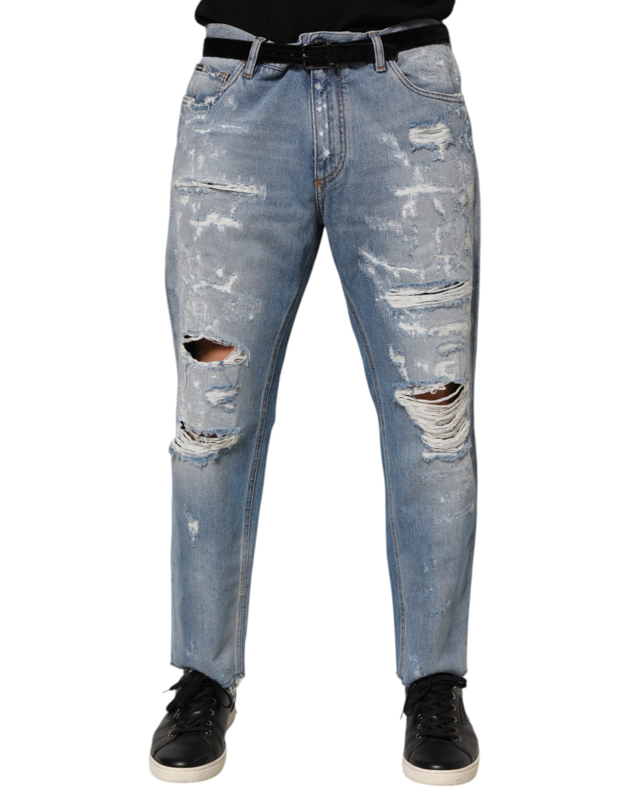 Dolce & Gabbana Blaue zerrissene Denim-Hose Jeans